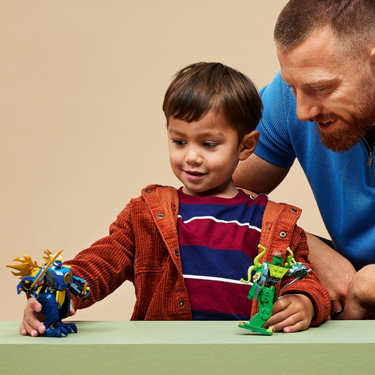 LEGO NINJAGO Jay’s Drakenmechastrijd Mecha – Ninja Speelgoed voor Kinderen met 2 Actiefiguren, 2 Minifiguren, Katana en Zwaard – Verjaardagscadeau voor Jongens vanaf 4 Jaar en Fans – 71853