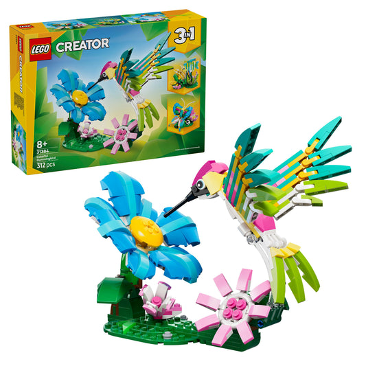 LEGO® Creator 3in1 Wilde dieren: Kleurrijke Kolibrie - Bouw Om tot Vlinder of Vis - 31384