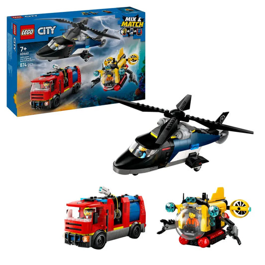 LEGO Helikopter, brandweerwagen en Onderzeeer 60462 City