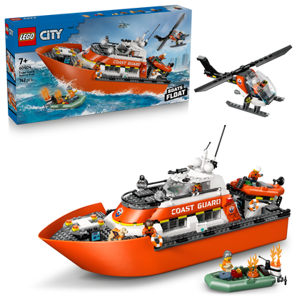 LEGO City Kustwacht Reddingsboot met Helikopter Speelgoed voor Kinderen vanaf 7 Jaar 60504