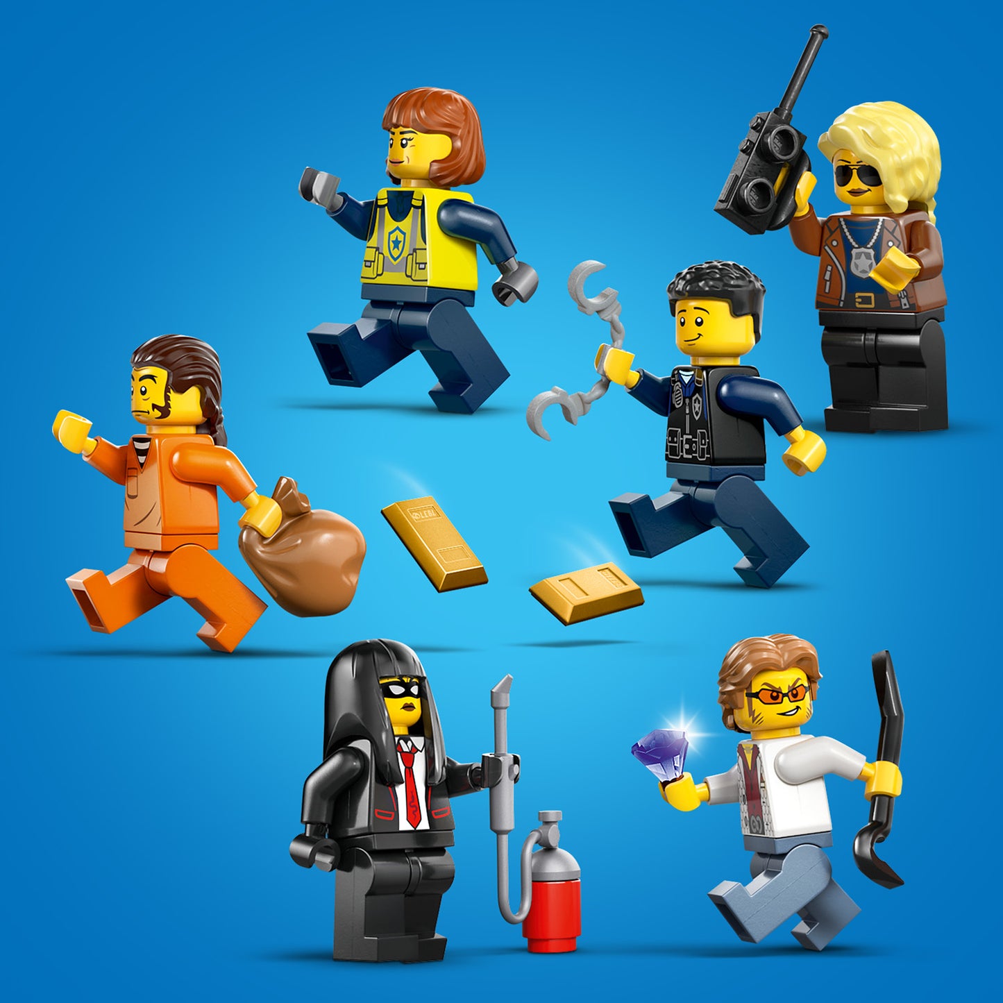 LEGO City Overval op Politietrein Speelgoed voor Kinderen - Trein Bouwpakket met Ovaal Spoor, Helikopter, Rallyauto en 6 Minifiguren - Verjaardagscadeau voor Jongens vanaf 7 Jaar - 60508