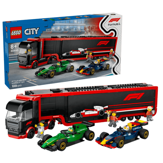 LEGO F1 Truck met Red Bull RB20 & Aston Martin AMR24 F1 auto's 60445 City