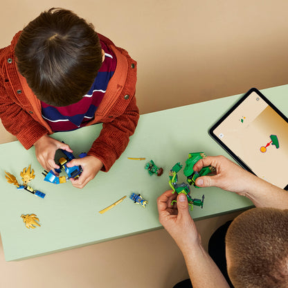 LEGO NINJAGO Jay’s Drakenmechastrijd Mecha – Ninja Speelgoed voor Kinderen met 2 Actiefiguren, 2 Minifiguren, Katana en Zwaard – Verjaardagscadeau voor Jongens vanaf 4 Jaar en Fans – 71853