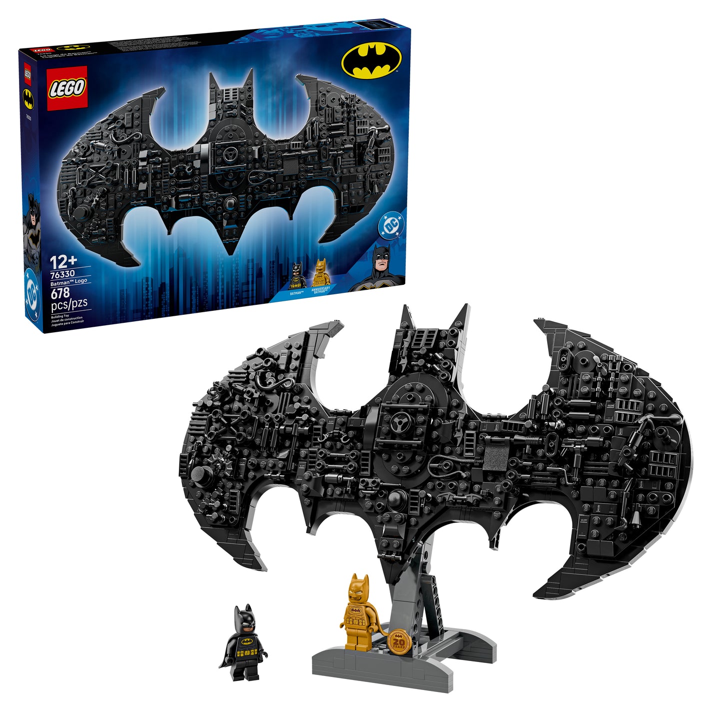 LEGO DC Batman Logo – Superhelden Speelgoed voor Kinderen met 2 Minifiguren – 3D DIY Kinderkamer Decoratie – Cadeau voor Jongens vanaf 12 jaar en Fans – 76330