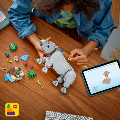 LEGO Wilde dieren: machtige neushoorn met vogels 31171 Creator