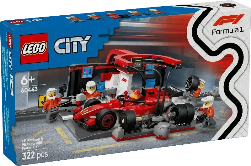 LEGO 60443 F1 Pit Crew Ferrari, De spanning van de Formule 1 pitstop in je eigen kamer!