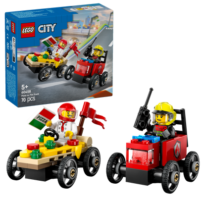 LEGO Raceauto pakket: pizzabestelwagen vs Brandweerwagen 60458 City (Pre-Order: januari 2025)