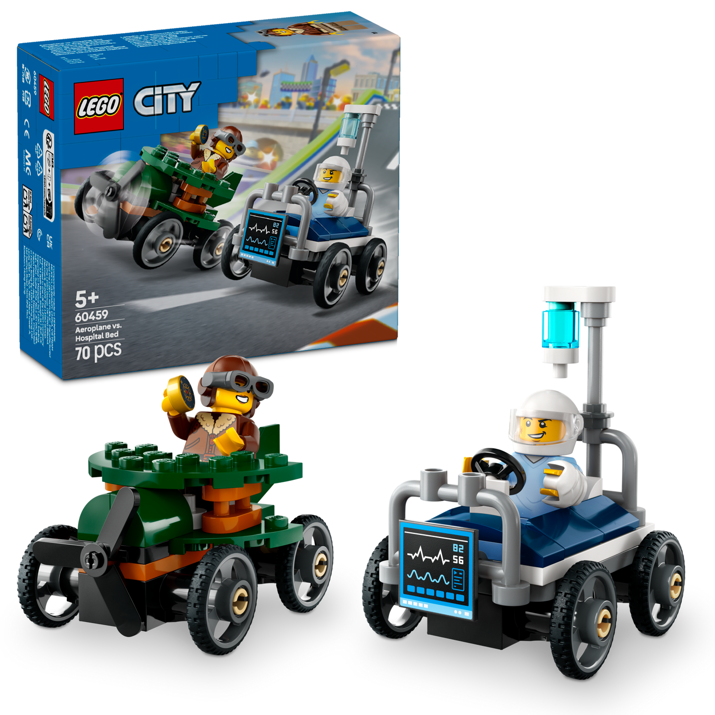 LEGO Raceauto pakket: vlietguig vs ziekenhuisbed 60459 City (Pre-Order: januari 2025)