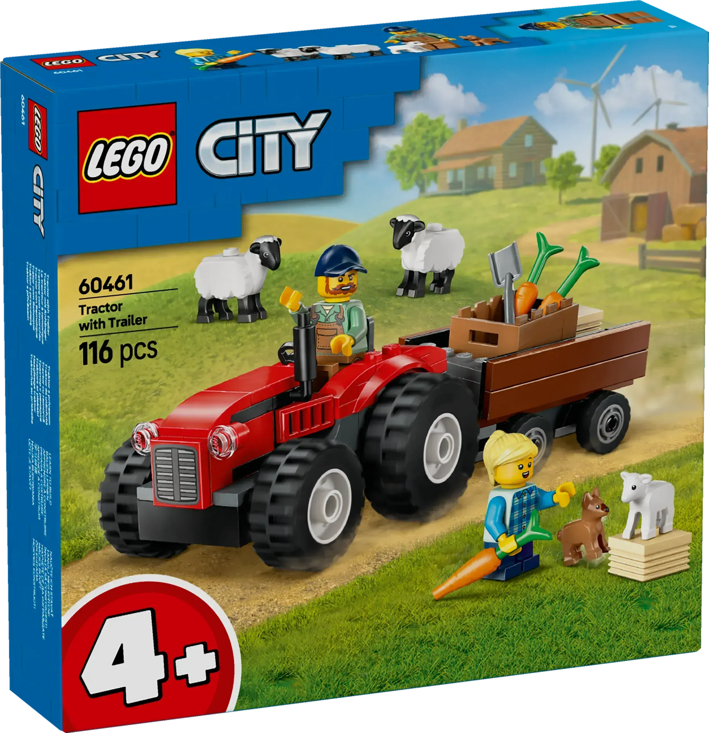 LEGO Rode tractor met aanhanger en schapen 60461 City