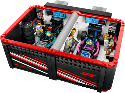 LEGO Pitbox met Mercedes AMG en Alpine F1 auto's 60444 City