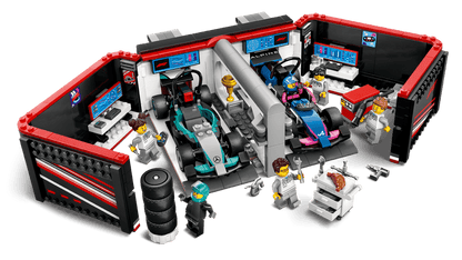 LEGO Pitbox met Mercedes AMG en Alpine F1 auto's 60444 City