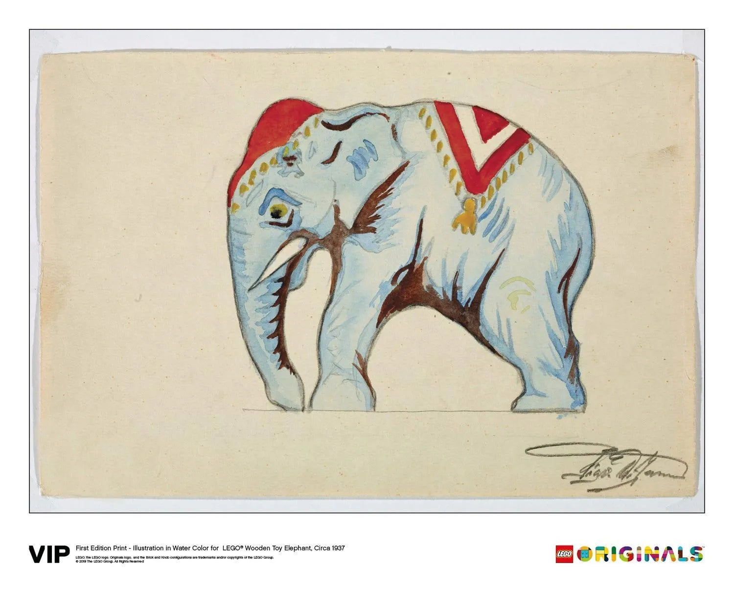 LEGO 1st Edition Elephant Water Colour Print, Circa 1937 5005997 Gear LEGO Gear @ 2TTOYS | Official LEGO shop😊🥰 LEGO €. 19.99